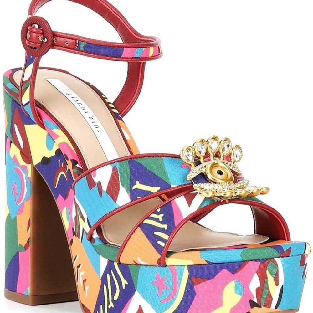 Vibrant Multicolor Platform Sandals - Picture 2 of 10
